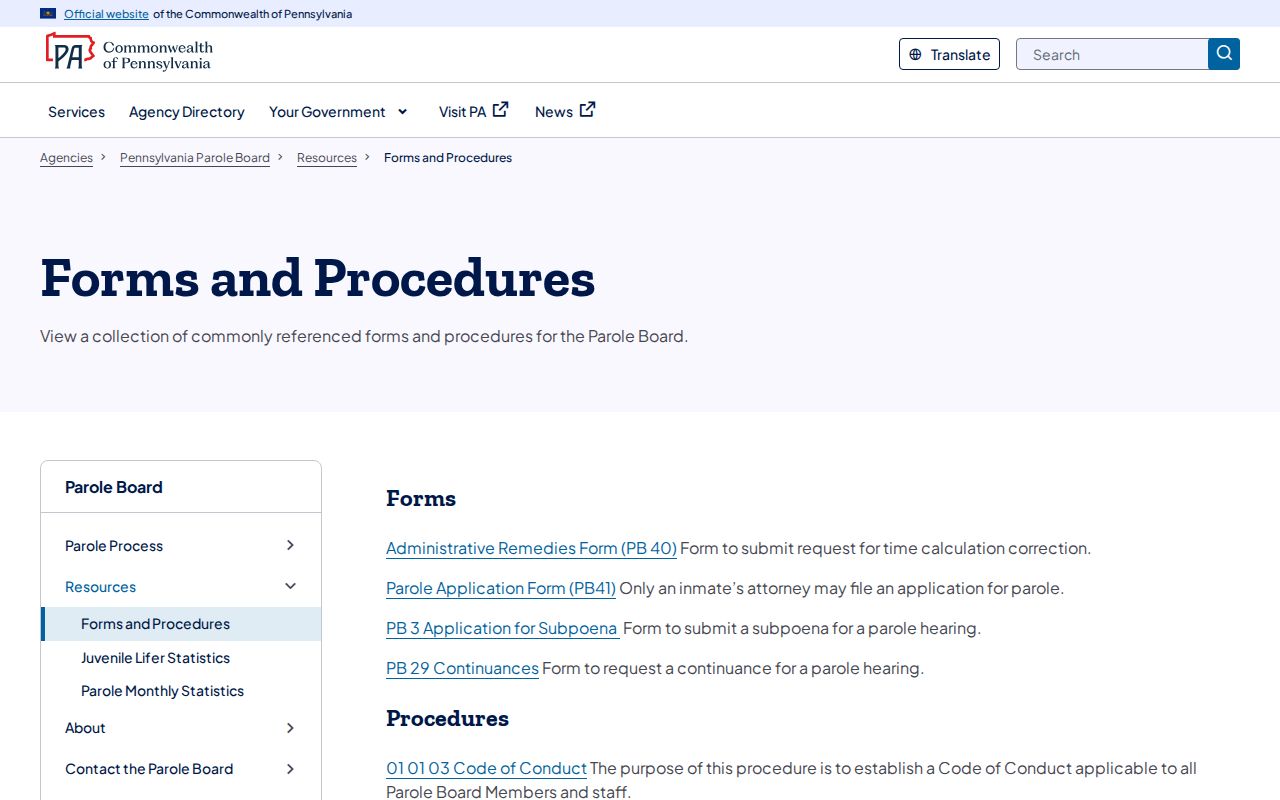 Clinton County projected release date correction and parole forms